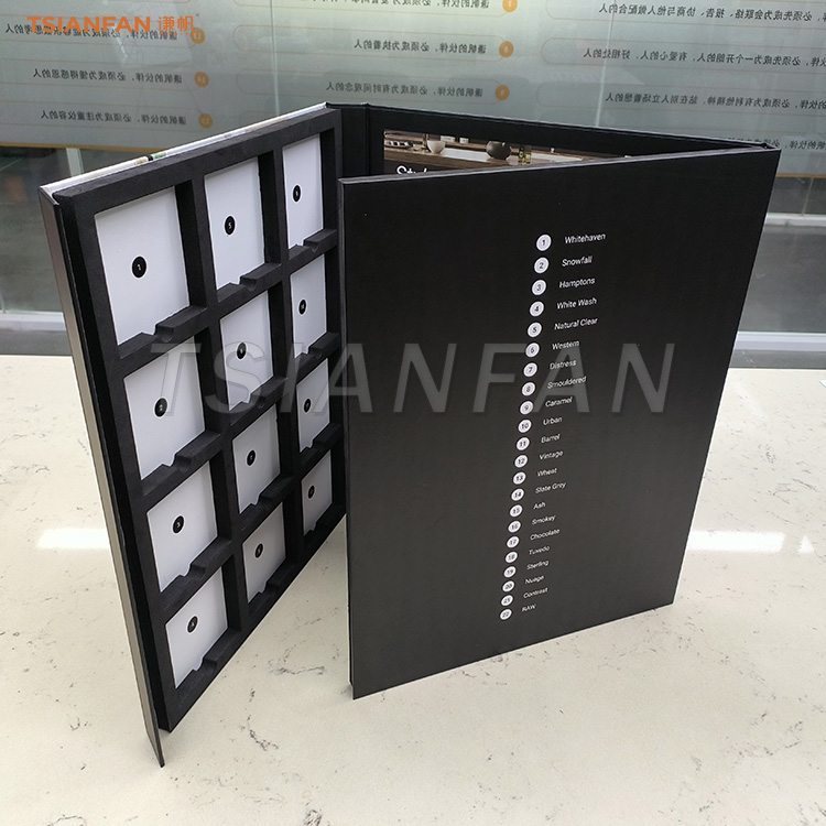 Unique design of cardboard sample book three folding display book