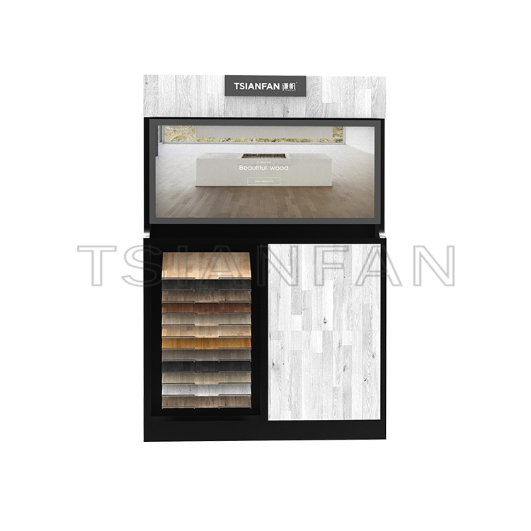 Shop  promotion  hardwood floor display shelf customize services-WZ7011