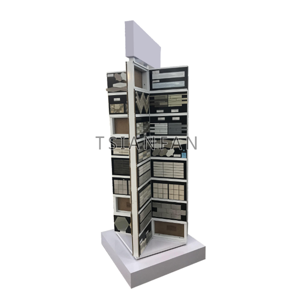 2023 Modern Design Custom Natural Stone Mosaic tile sample rotating display frame Marble Granite steel stand MZ1005