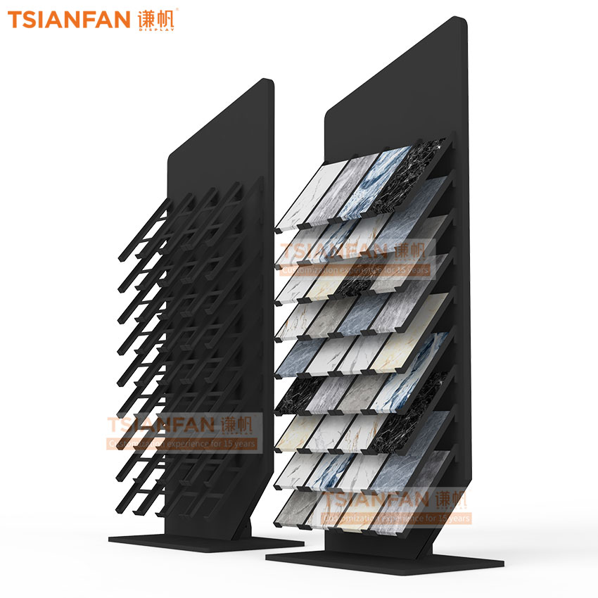 2023 New design waterfall tile display rack quartz stone marble natural stone tile sample shelf