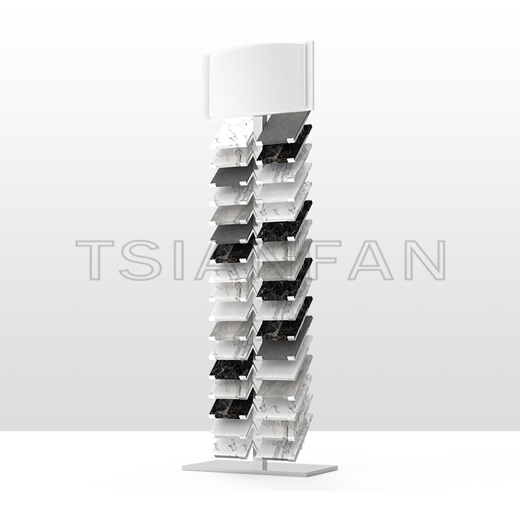 Factory wholesale metal display rack stone sample marble quartz stone tile display floor stand SRL015