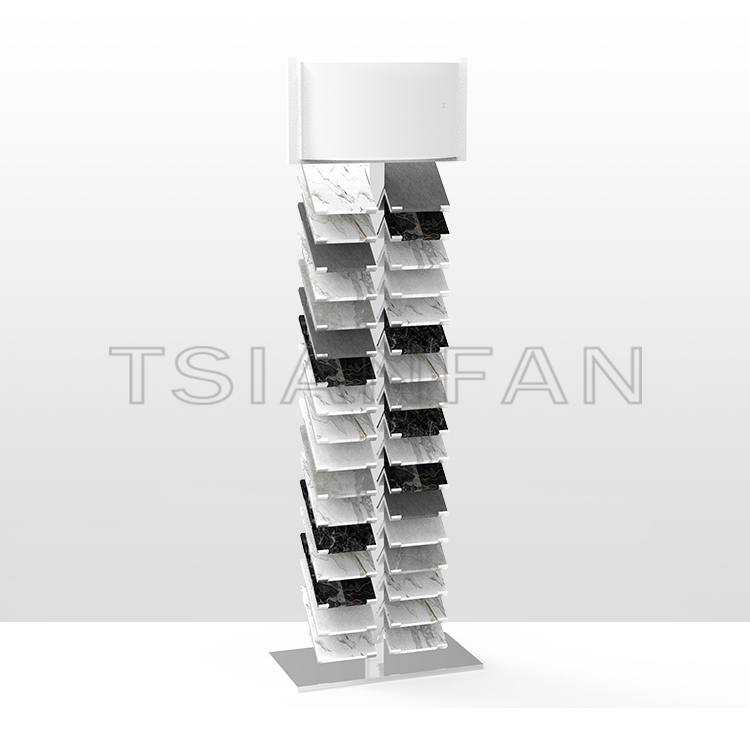 Factory wholesale metal display rack stone sample marble quartz stone tile display floor stand SRL015