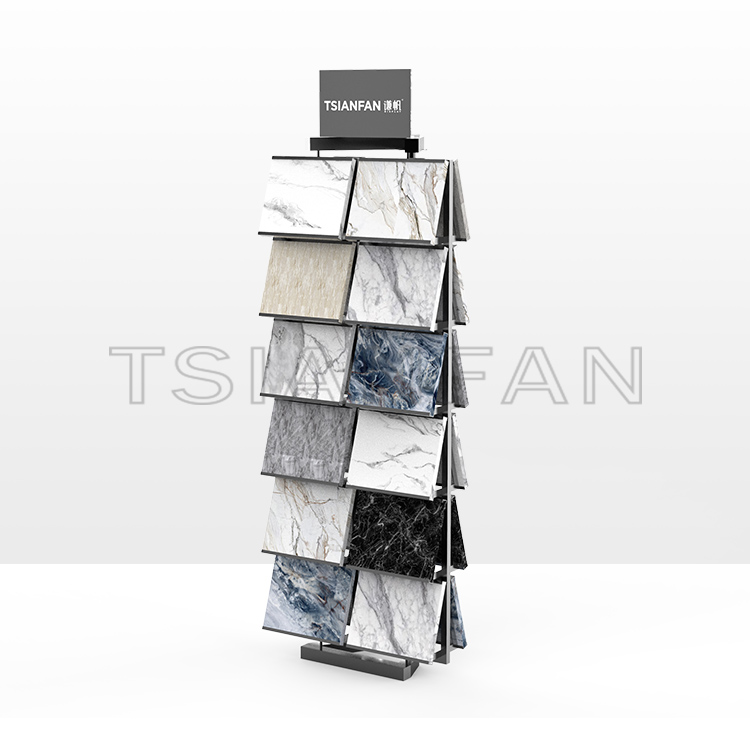 Showroom Steel Tower Type flooring rack tile marble quartzite granite tile natural stone sample display stand srl597