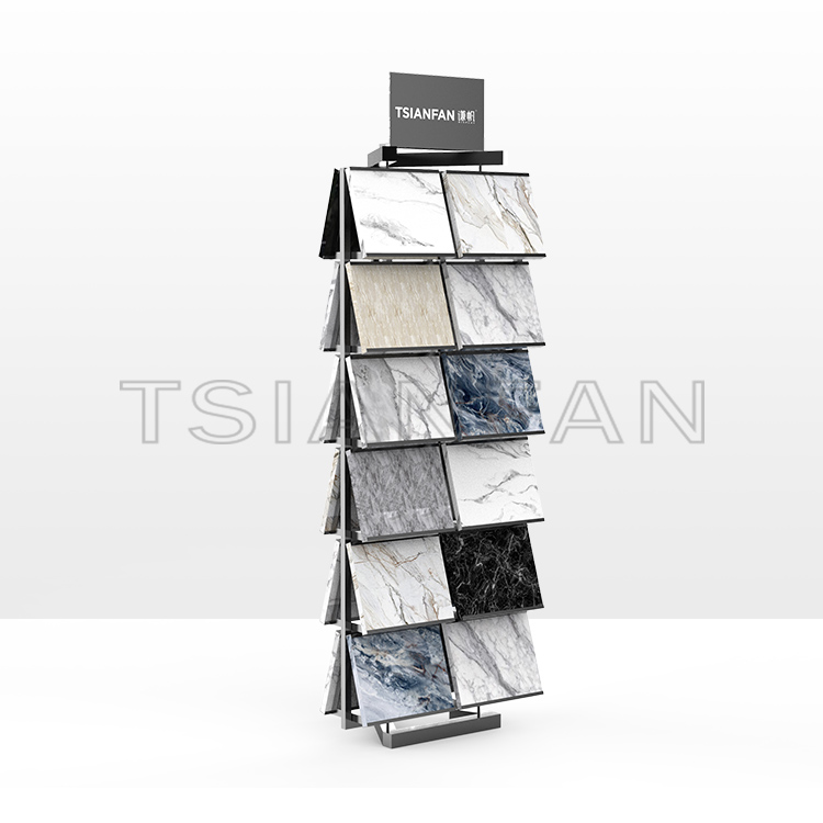 Showroom Steel Tower Type flooring rack tile marble quartzite granite tile natural stone sample display stand srl597