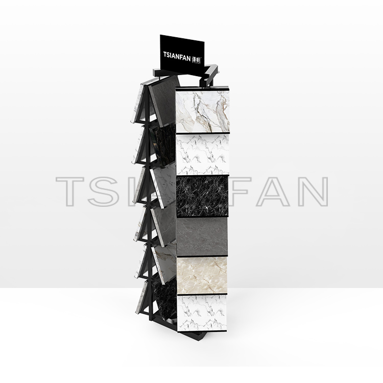 Showroom Steel Tower Type flooring rack tile marble quartzite granite tile natural stone sample display stand srl597