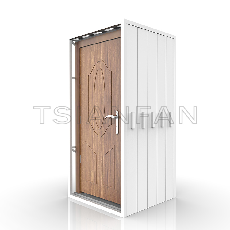 Hot selling custom wooden door Sliding push pull metal display cabinet  door  display rack KK002