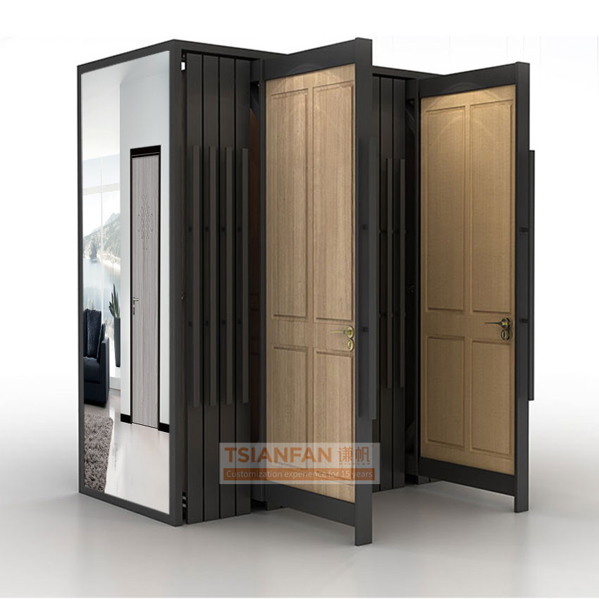 Metal Slide Wooden Door Display Rack Stand for Showroom solid wood door  sliding display