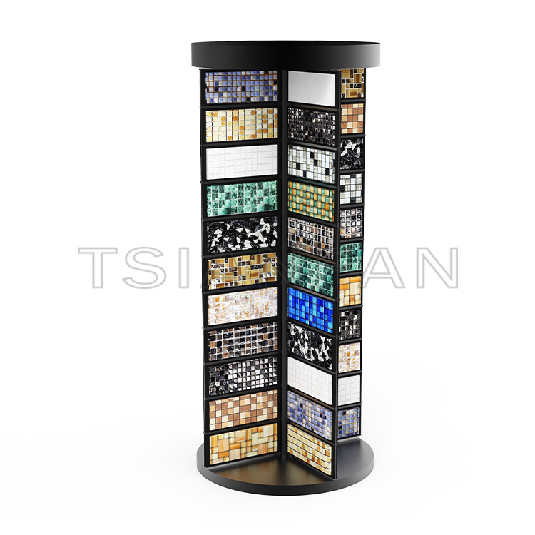 2023 exhibition hall custom mosaic stone samples on-the-ground display rack-ML986