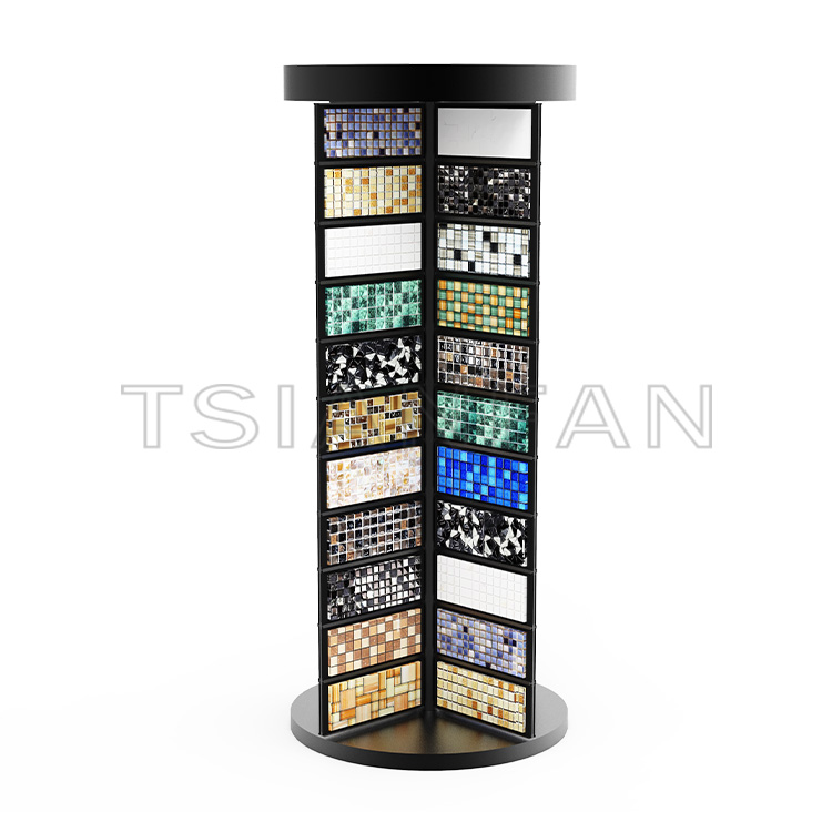 2023 exhibition hall custom mosaic stone samples on-the-ground display rack-ML986