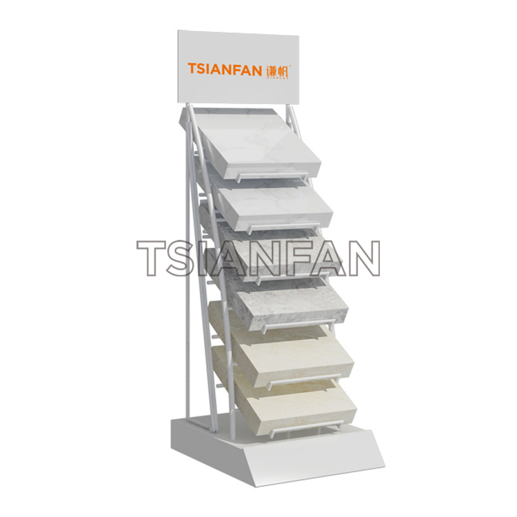 Exhibition hall design countertop display shelf quartz stone display