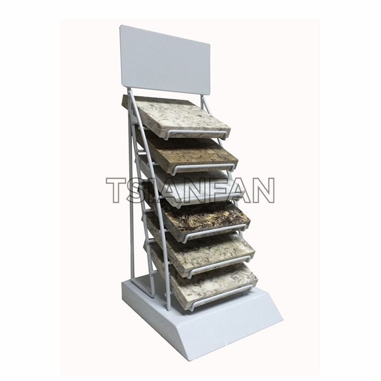 Exhibition hall design countertop display shelf quartz stone display