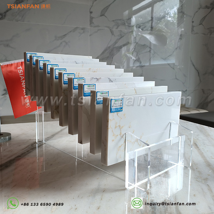 Transparent display stand acrylic stone sample countertop stand