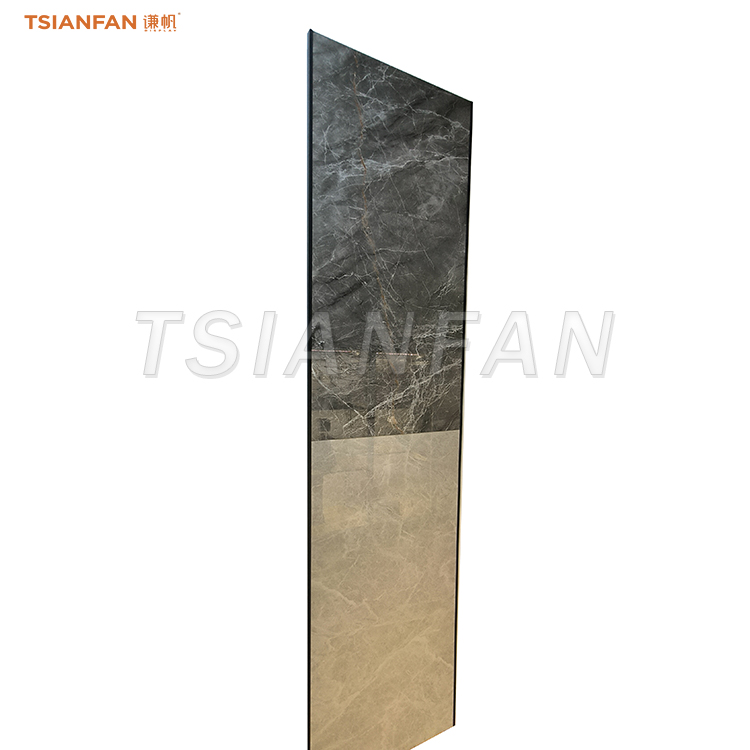 Marble wall panels display granite sample furnishings