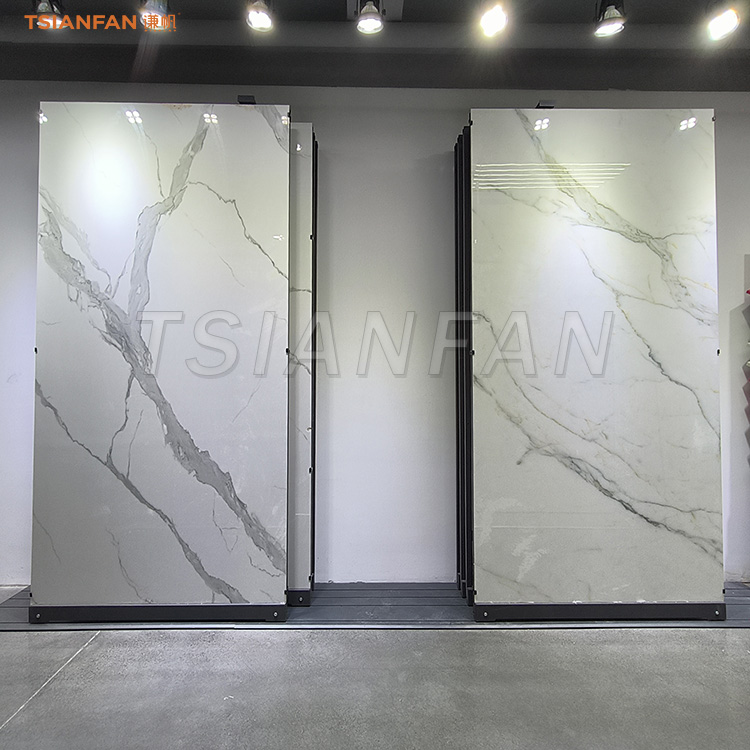 CT055- Large sliding marble slab frame burning stone frame