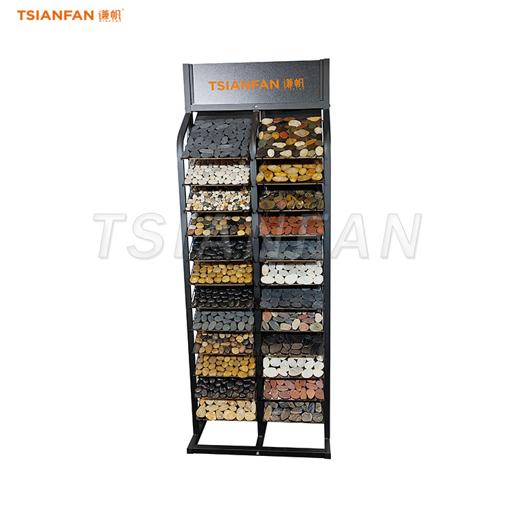pebble display stand cobble stones paver display shelves