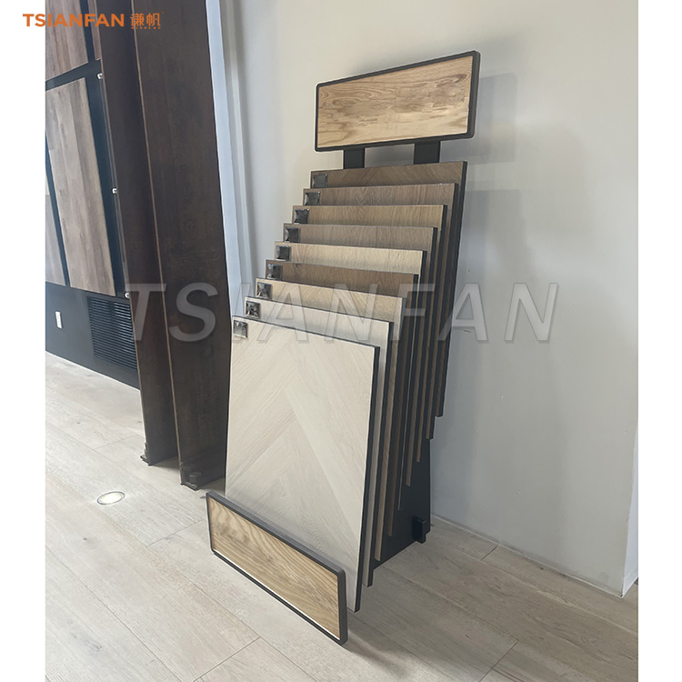 wooden tiles display stand flooring display rack