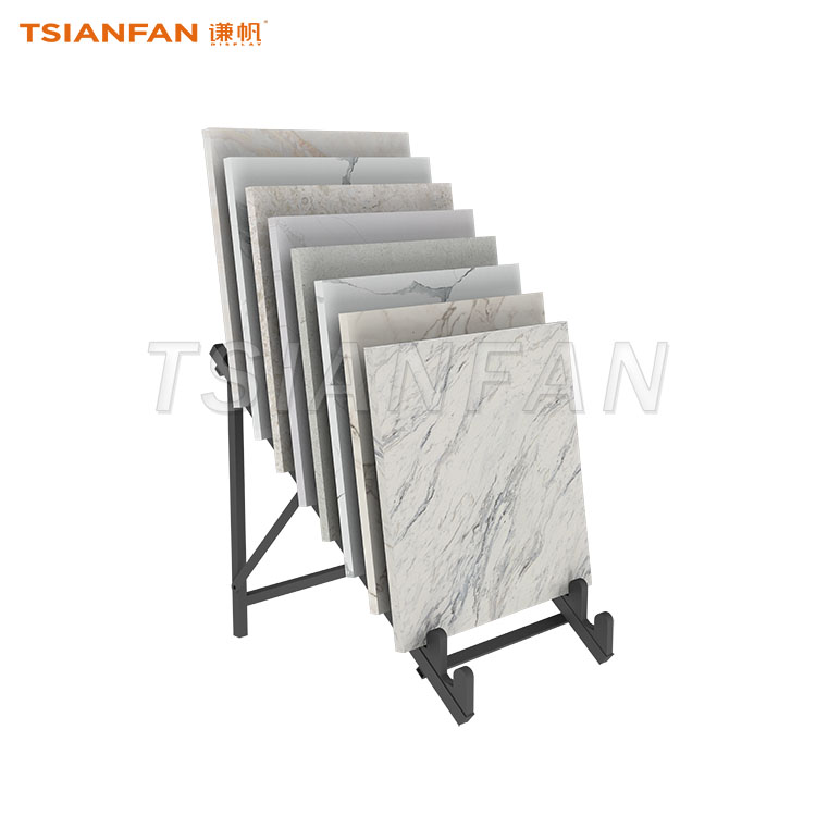 A Frame Metal Tile Display Rack, Freestanding Marble Quartz Stone Sample Insert Stand For Showroom-CE089